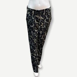 Elli WHITE animal‎ print trouser pant large